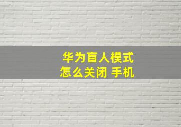 华为盲人模式怎么关闭 手机